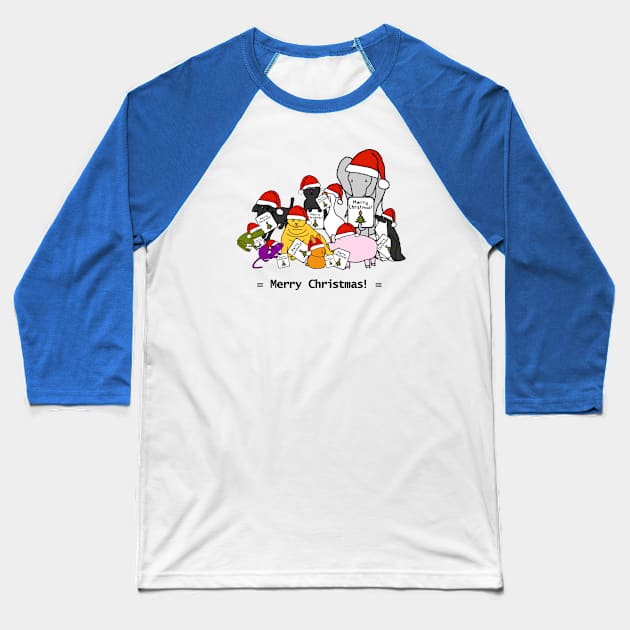 Merry Christmas from these Cute Animals Baseball T-Shirt by ellenhenryart